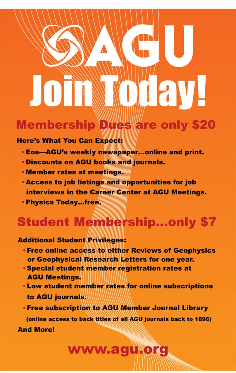 AGU membership promotion poster with bold, modern graphic design for branding and marketing campaigns.