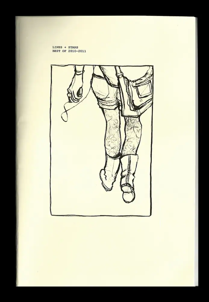Sketch of a person walking, focusing on legs and footwear, in a minimalistic style.