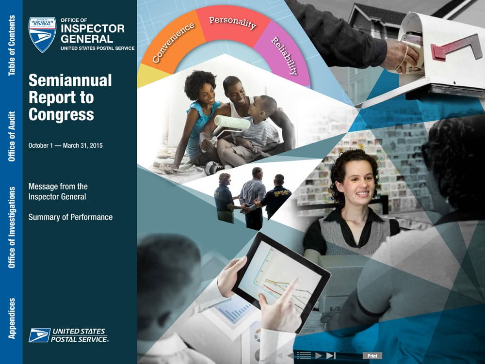 Collage cover art of a report to Congress for the USPS OIG.