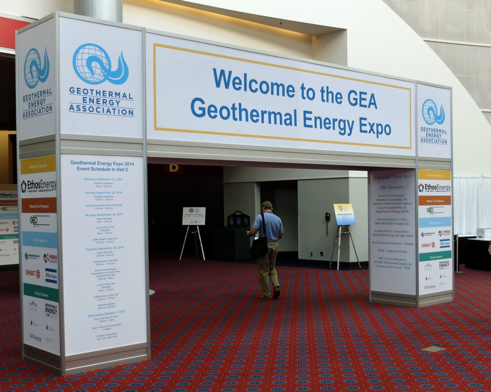1. Large corporate signage for Geothermal Energy Expo at industry trade show.