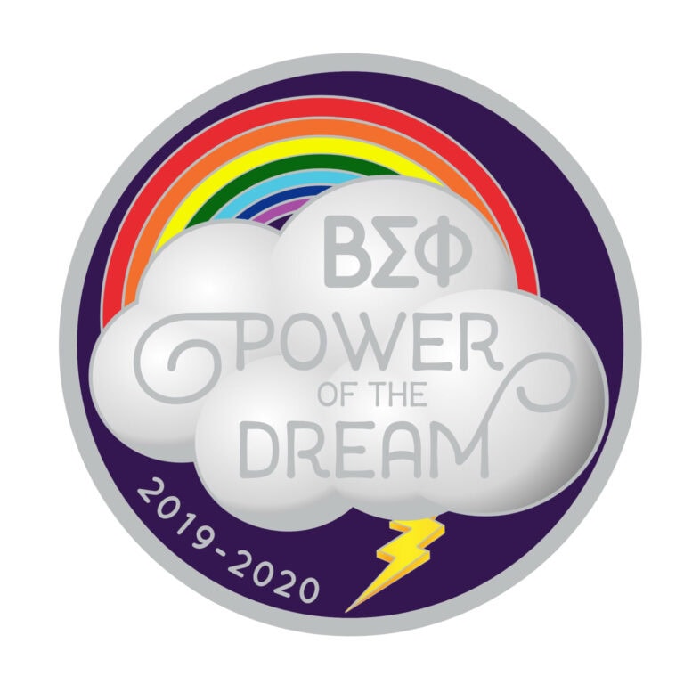 Vibrant logo design for the "Power of the Dream" campaign, combining colorful rainbow elements, clouds, and bold typography.