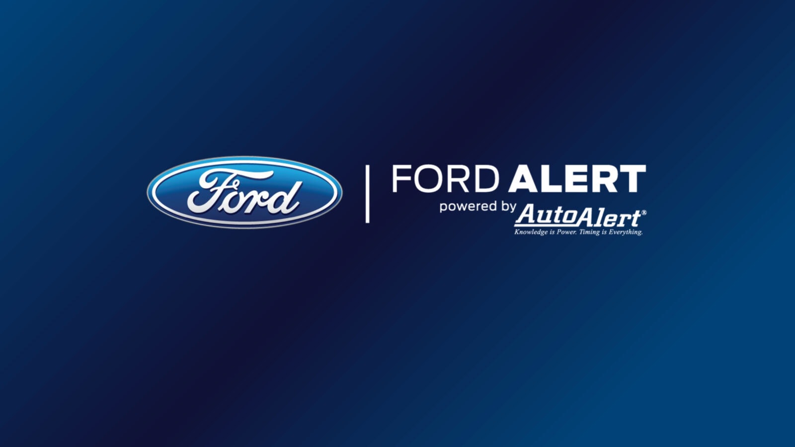 Ford Alert logo with AutoAlert branding on a dark blue background.