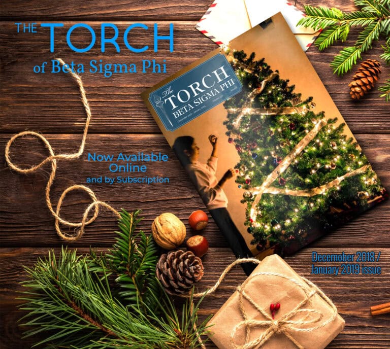 Christmas-themed magazine cover with a decorated tree and festive decorations on a wooden surface.