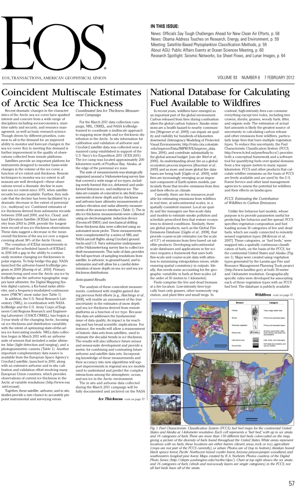 Composite graphic design image featuring magazine masthead, pages, and maps for a nature and science.