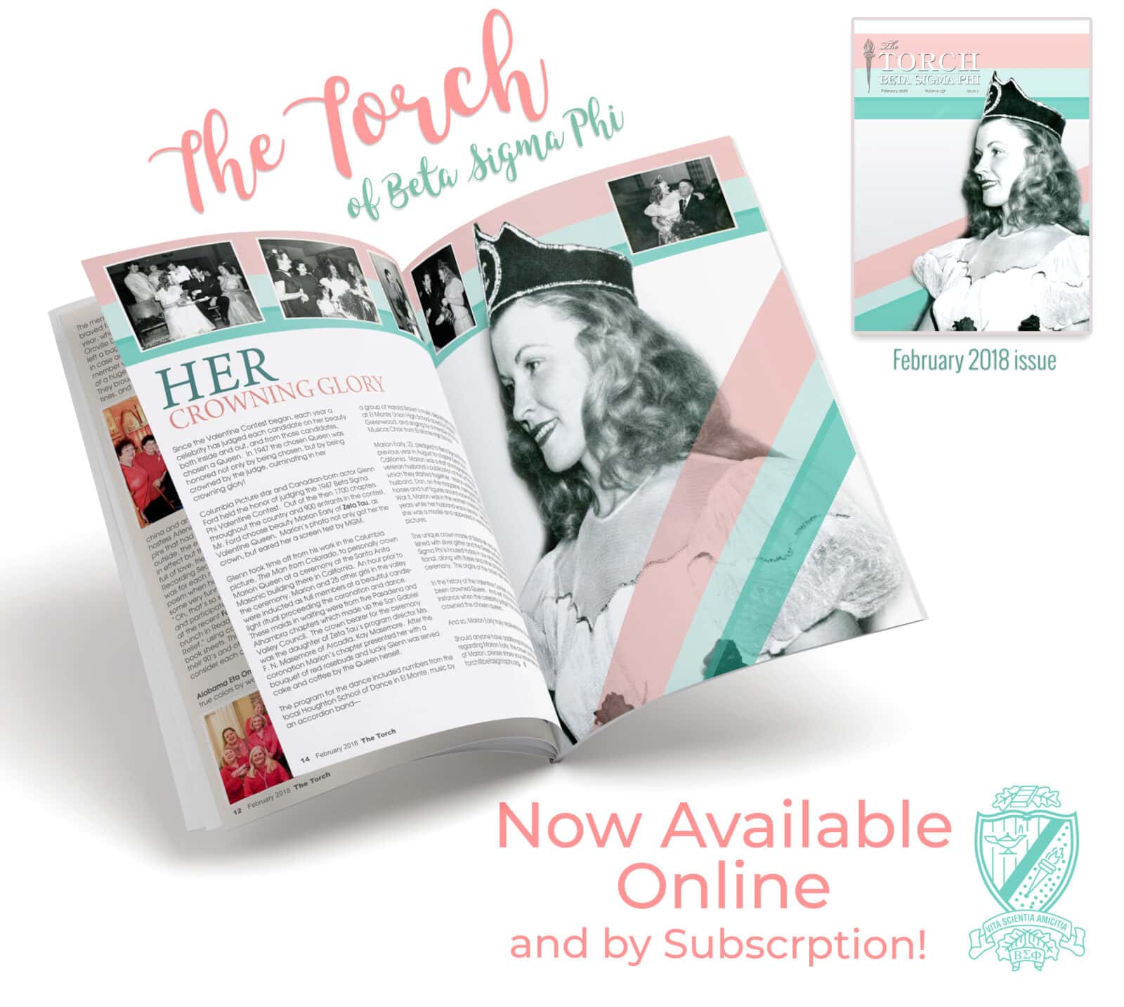 Magazine cover with a woman in graduation cap, pastel pink and teal design elements.