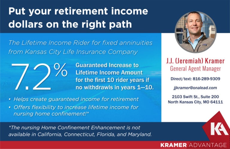 Financial advisor promoting retirement income strategies with guaranteed benefits.