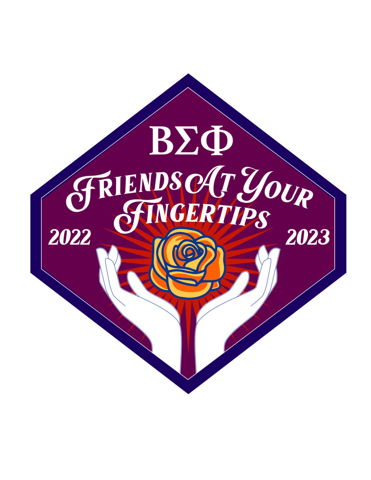 Annual theme image for a social organization illustrating “Friends at Your Fingertips,” created for year-long use across merchandise, print, and digital platforms.