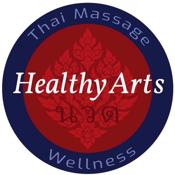 HealthyArts Thai Massage logo with modern design for wellness branding.