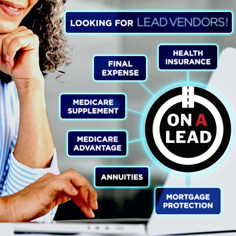 Insurance and financial products lead generation graphic with key terms highlighted.