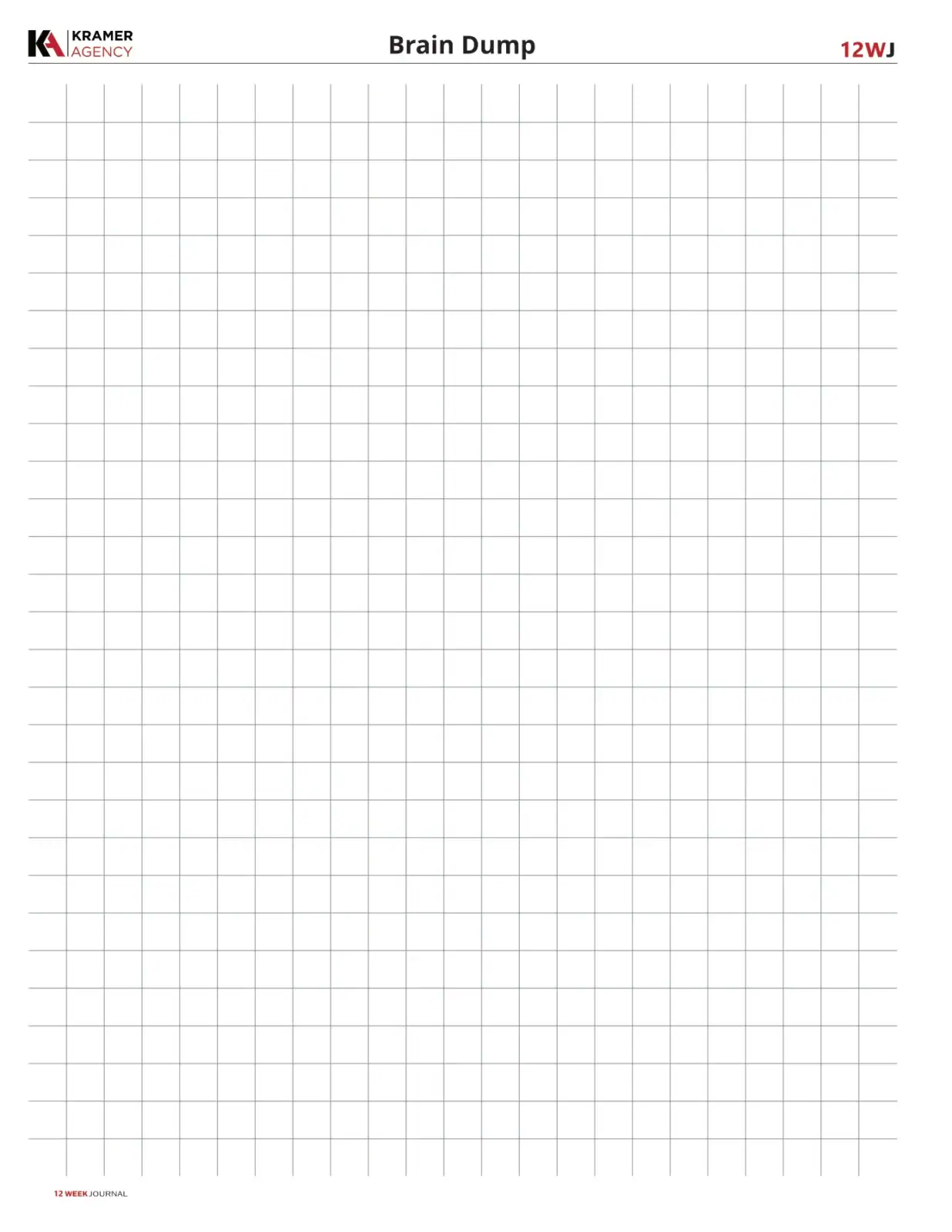 Blank grid paper titled 'Brain Dump' for note-taking or brainstorming.