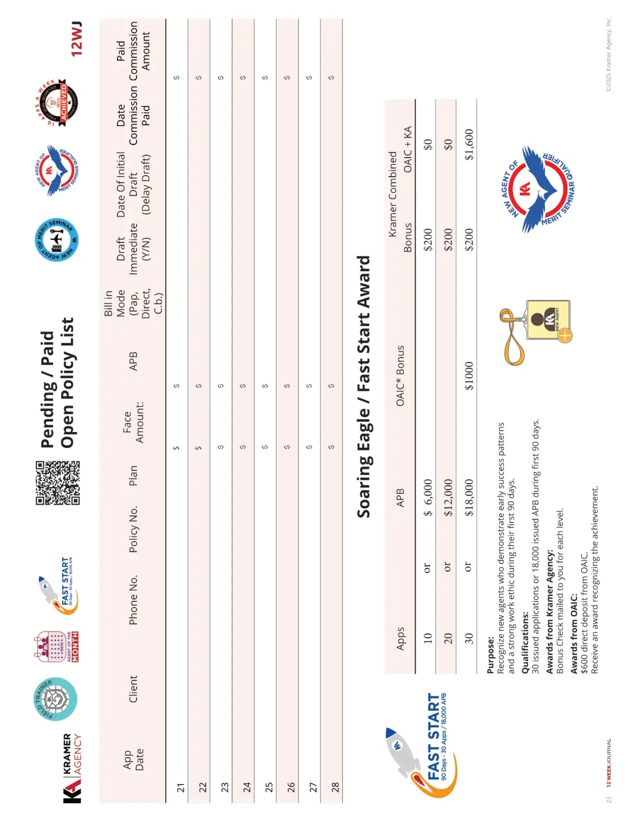 Open payment list for a flying club with awards and app details.