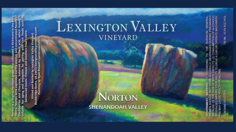 Vineyard sample label showcasing branding, illustration, and marketing design for premium wine packaging.