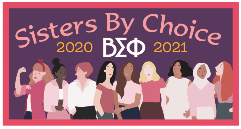 Diverse women celebrating sisters' unity in vibrant graphic design for brand development and visual strategy.