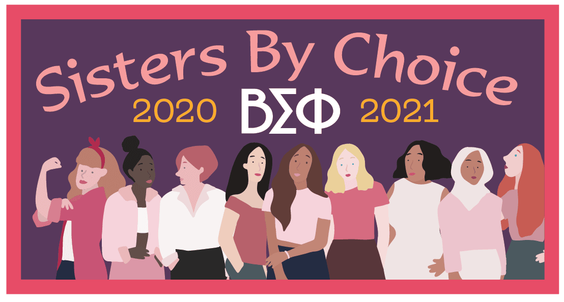 Diverse women celebrating sisters' unity in vibrant graphic design for brand development and visual strategy.