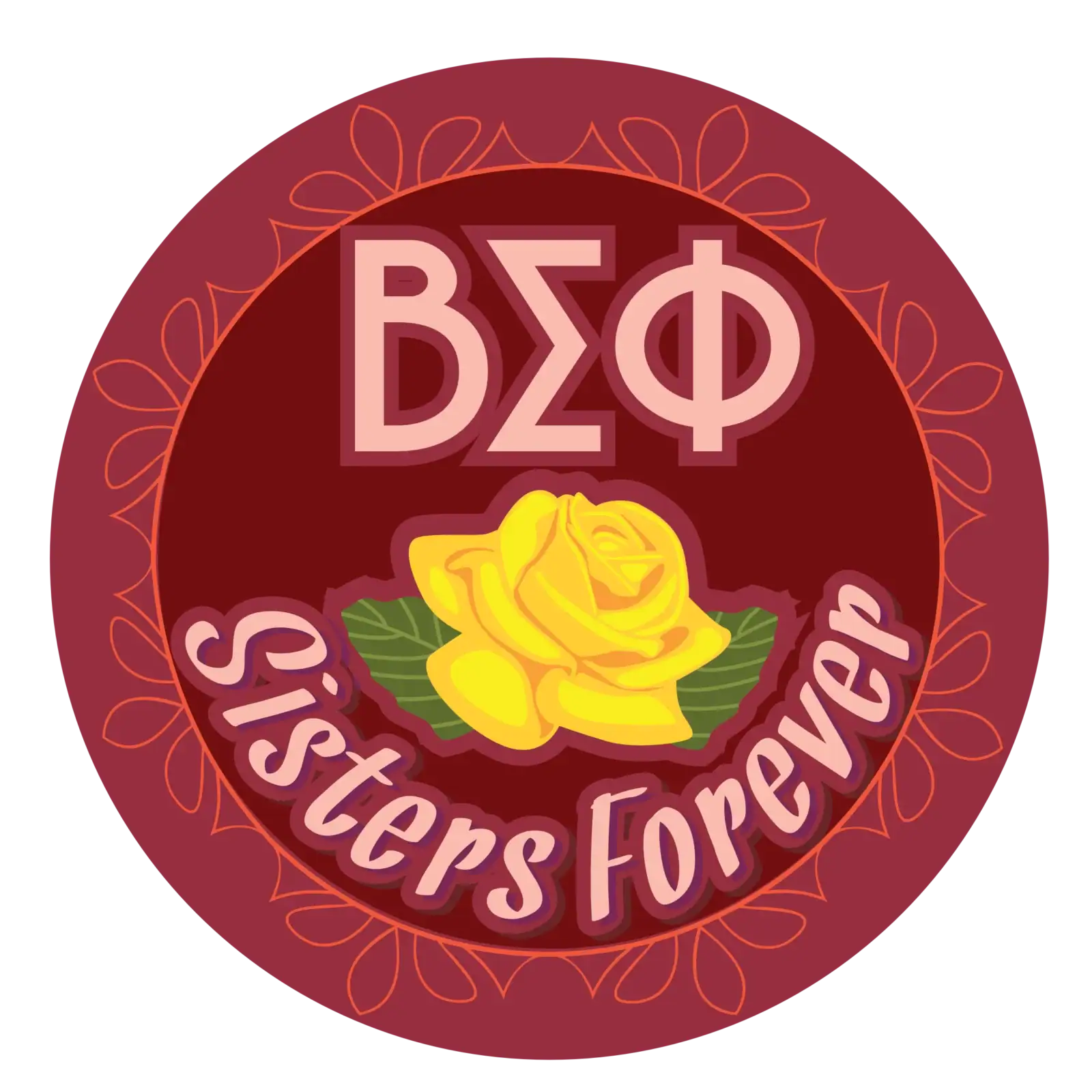 Magnetic decal design featuring “Sisters Forever” text and sorority branding elements.