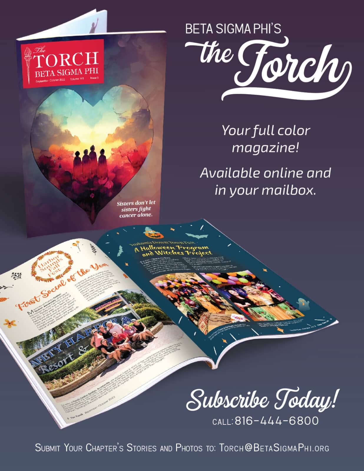 Vibrant magazine cover and open layout showcasing colorful images and engaging design elements.