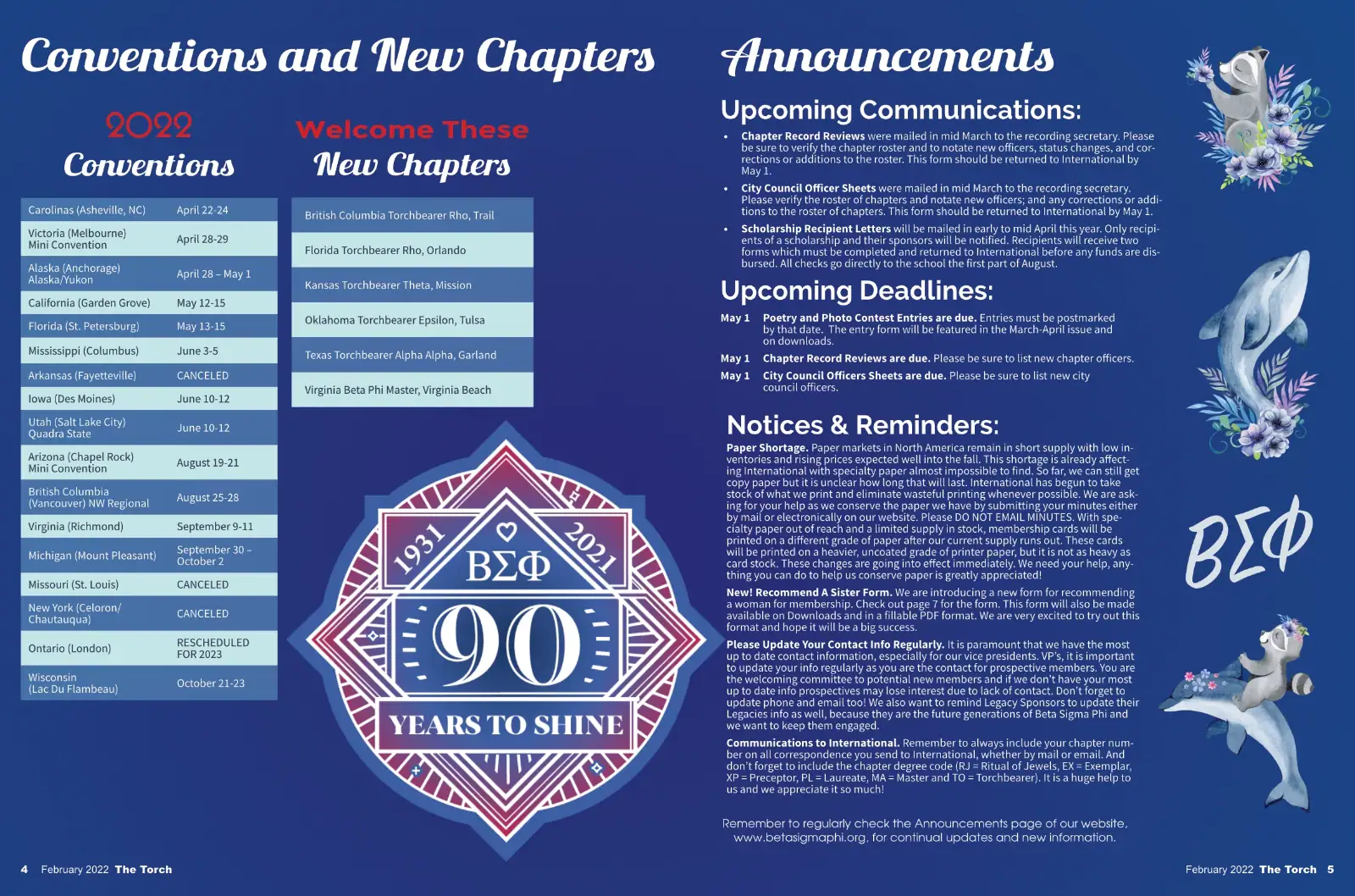 Graphic design poster celebrating 90 years with decorative elements and event details.