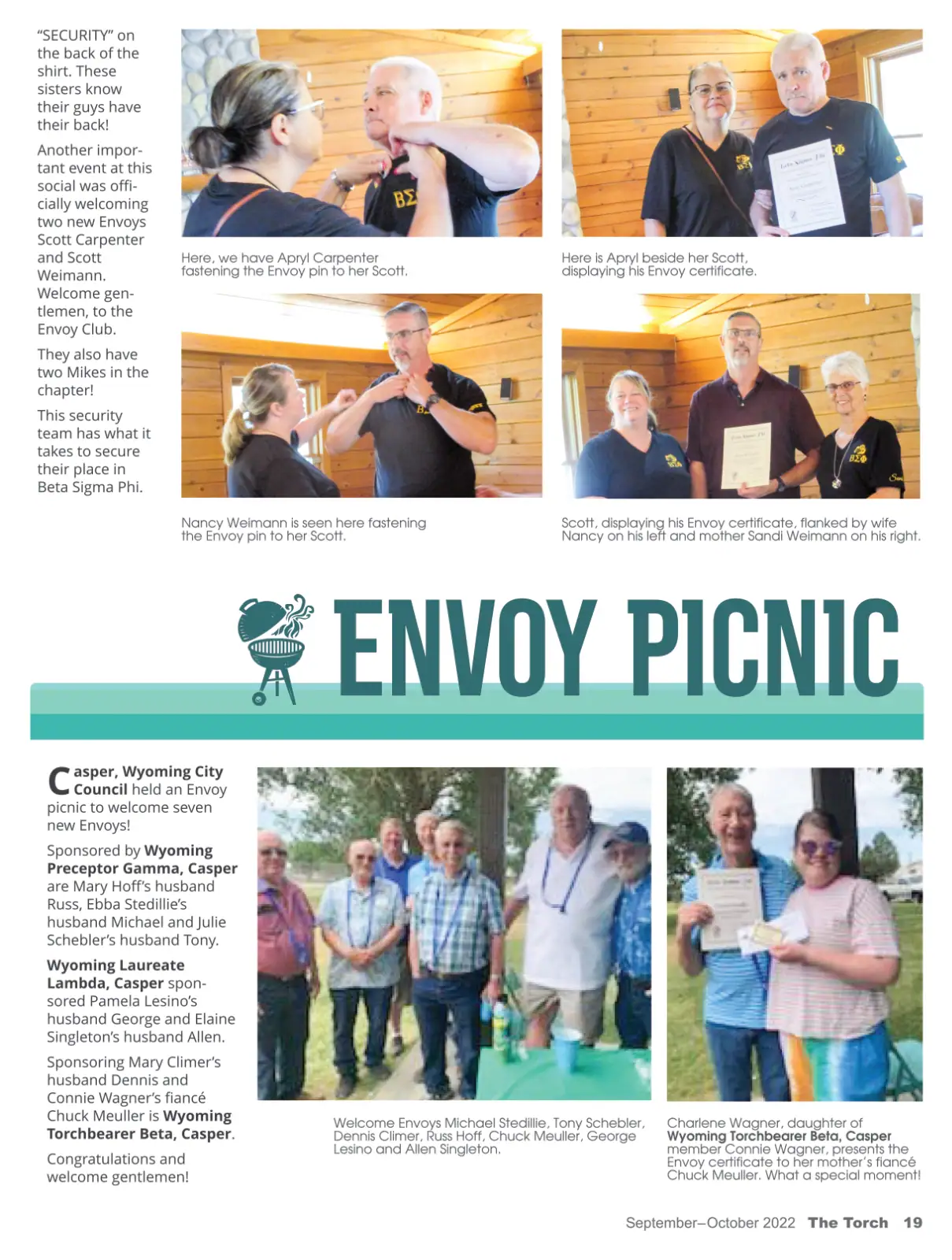 Avry Carpenter and Scott Scott receiving awards at the Envoy picnic.
