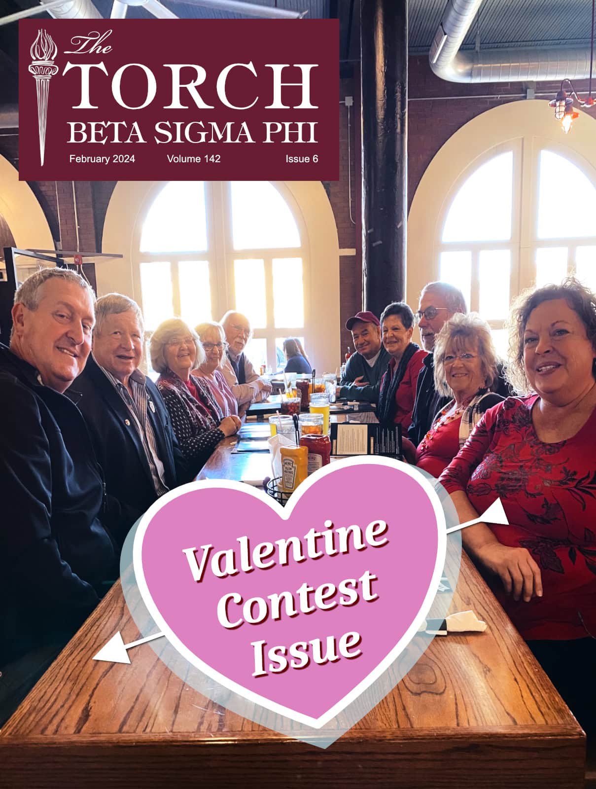 Valentine's issue cover design for a social organization’s member magazine.