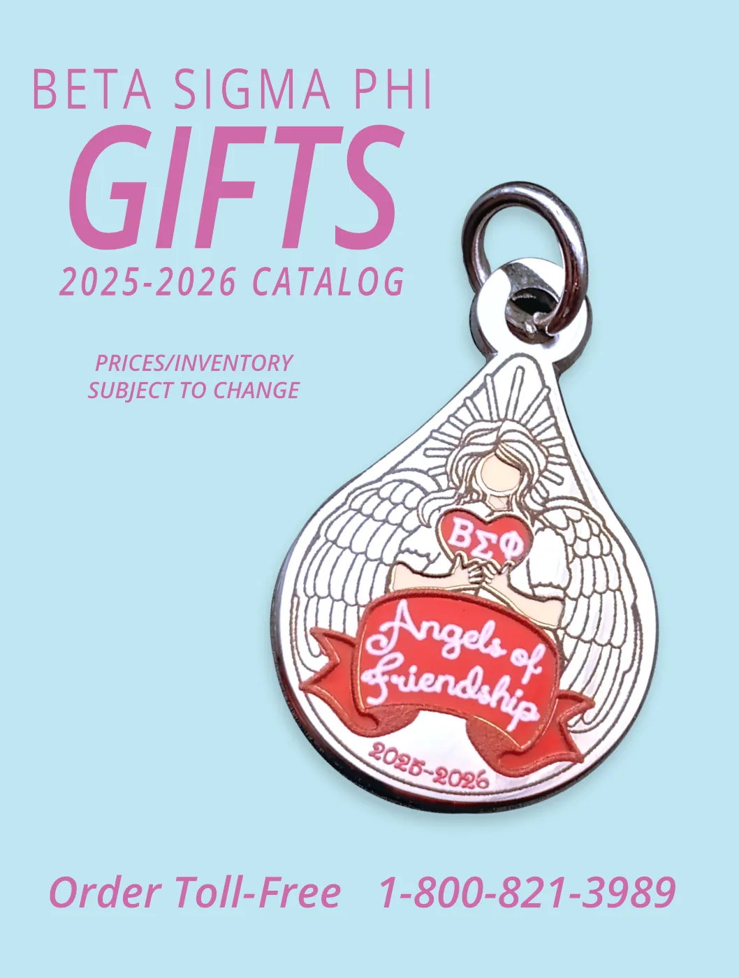 Catalog design showcasing a range of gifts and sorority supplies for a women's organization.