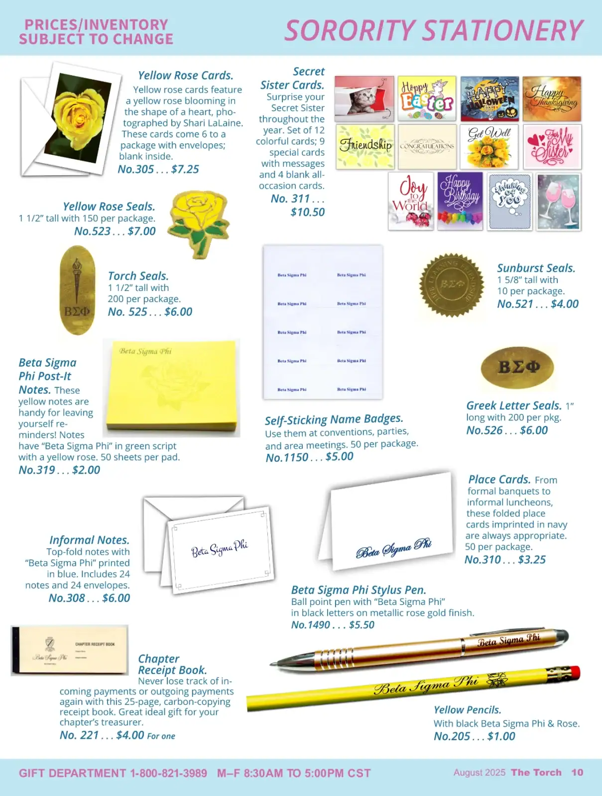 Assorted stationery items including seals, badges, pens, and notes.
