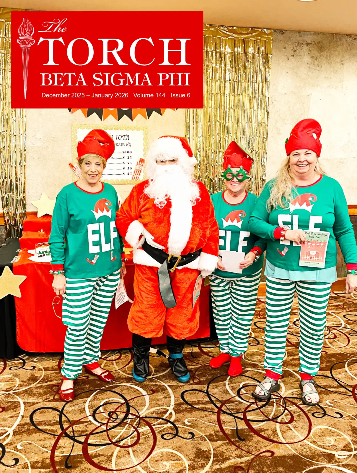 Colorful holiday-themed marketing campaign promoting corporate festive apparel and brand engagement.