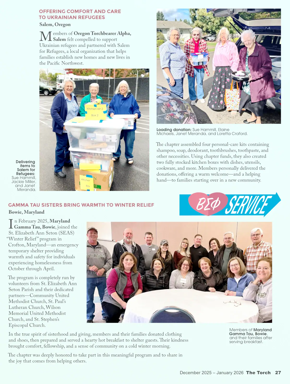 Group of volunteers delivering care packages and social gathering for charity event in a community.