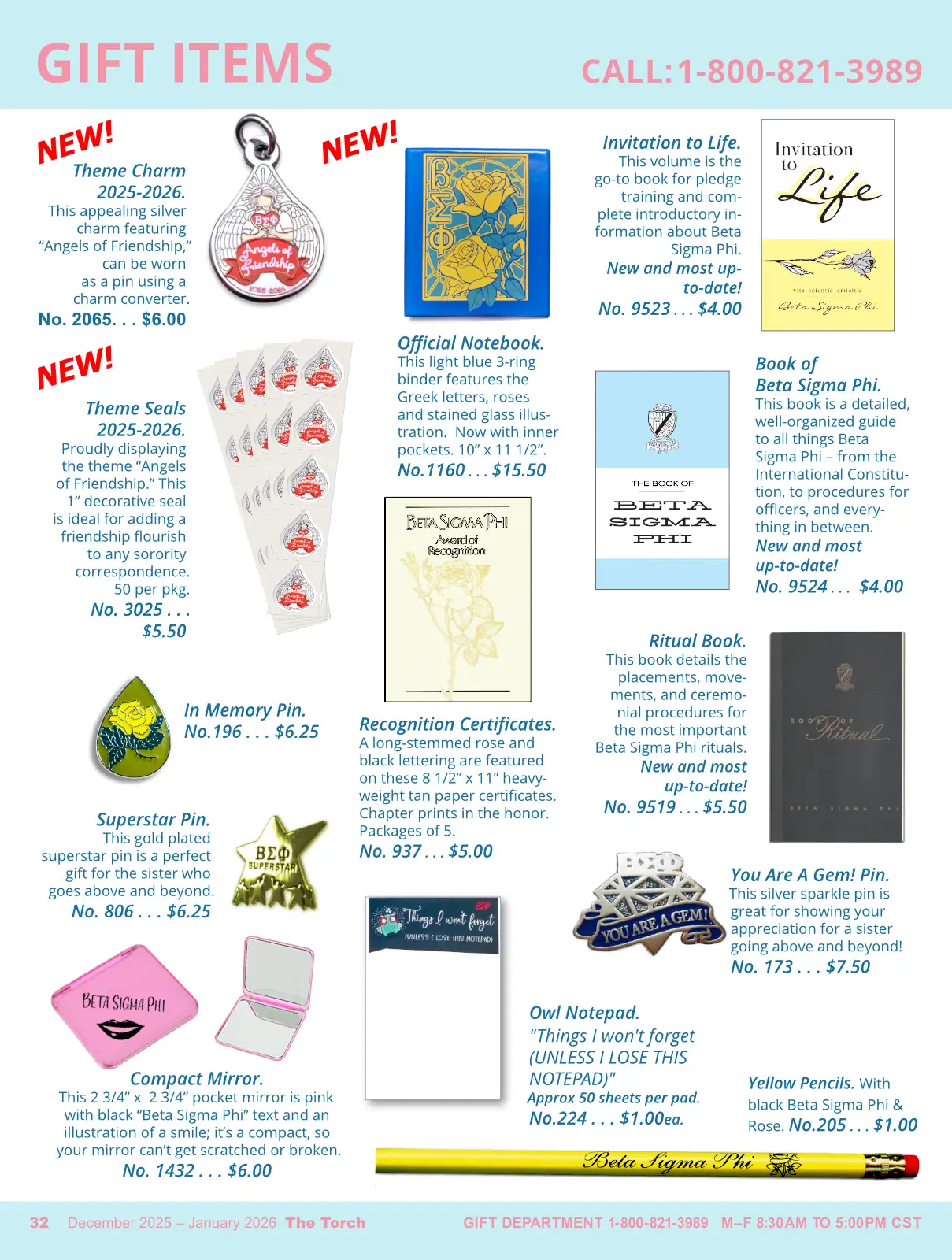 Commercial graphic design layout showcasing gift items with colorful pins and notebooks.