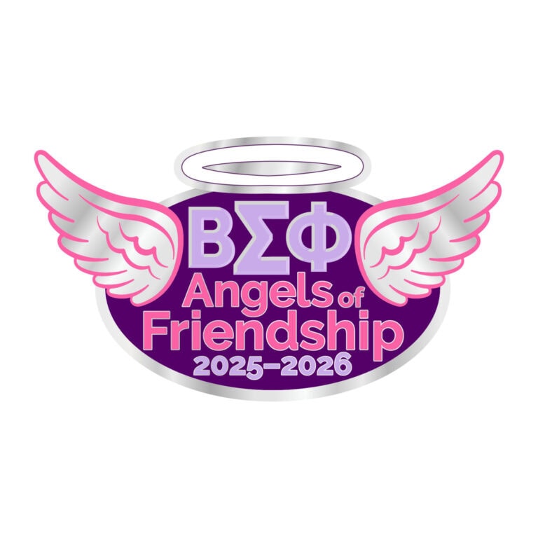 Angel wings with halo and Greek letters for Sigma, representing innovative branding and visual identity for academic organizations.
