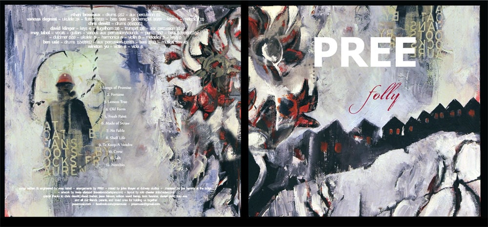 Abstract mixed media artwork with bold textures and layered elements.