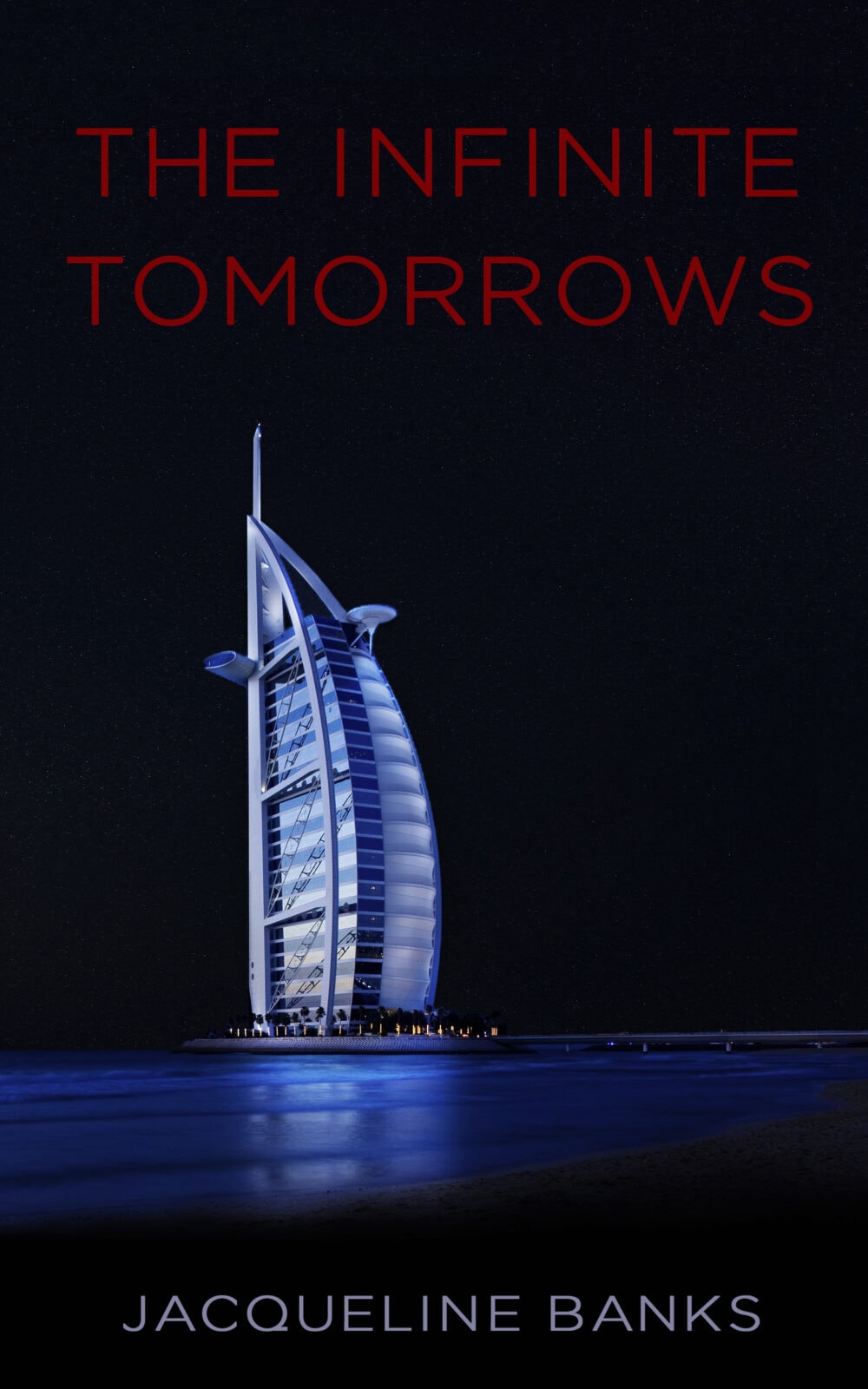 Majestic night view of the Burj Al Arab with futuristic lighting.